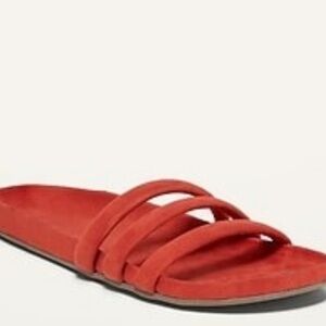 Vegan Suede Triple Strap Slide